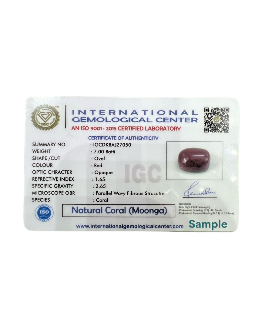 Natural Coral (Moonga) 9.21cts (10.25ratti)